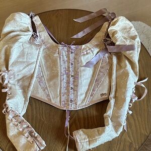 Romantic Dusty Pink Lace-Up Corset Top